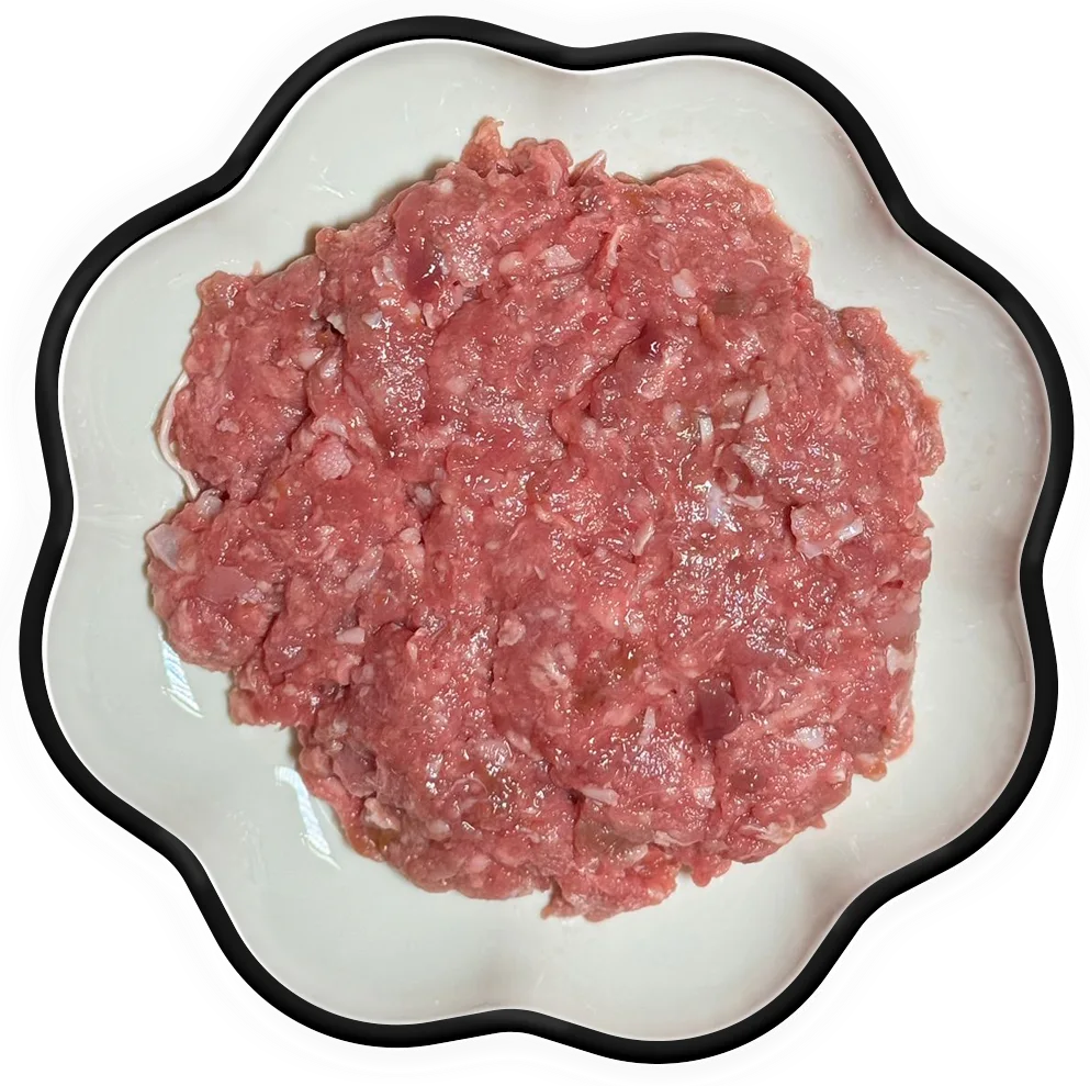 Plate of raw ground pet food